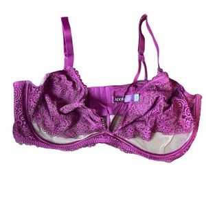 Adore Me Pink Lace Cream Mesh Bra, size 44DD